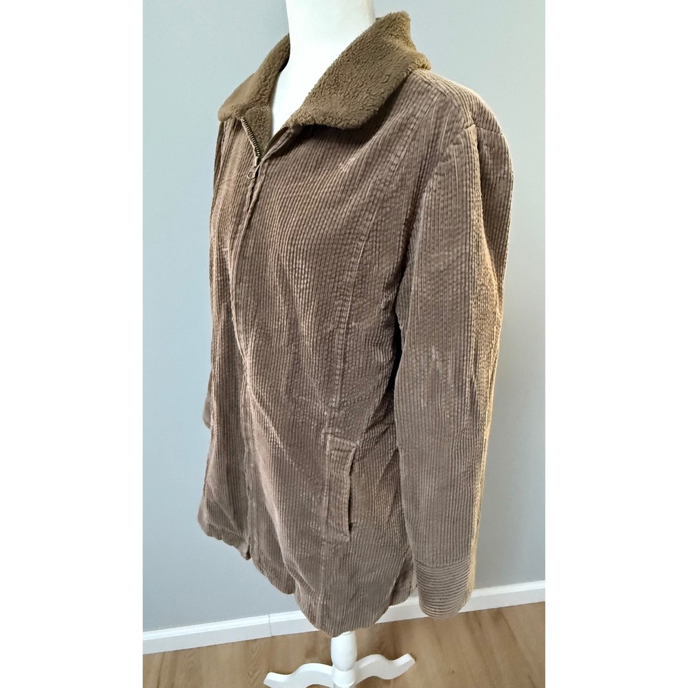J. Jill Heritage Tumbled Cord Coat Tan Brown Corduroy Sherpa Lined Size‎ Large P - Picture 7 of 12